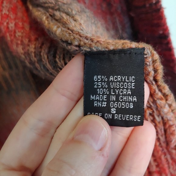 Angie Multicolor Fall Colors Open Front Long Line Cardigan Size Small - Picture 5 of 6